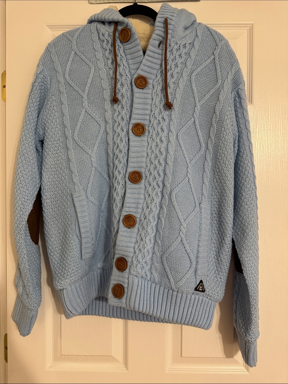 American Stitch Light Blue Cable Knit Hooded Cardigan